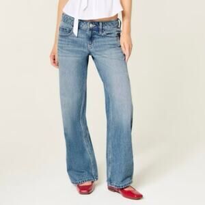 Hollister Low Rise Baggy Jeans Medium Wash Y2K 31" Inseam Size XS